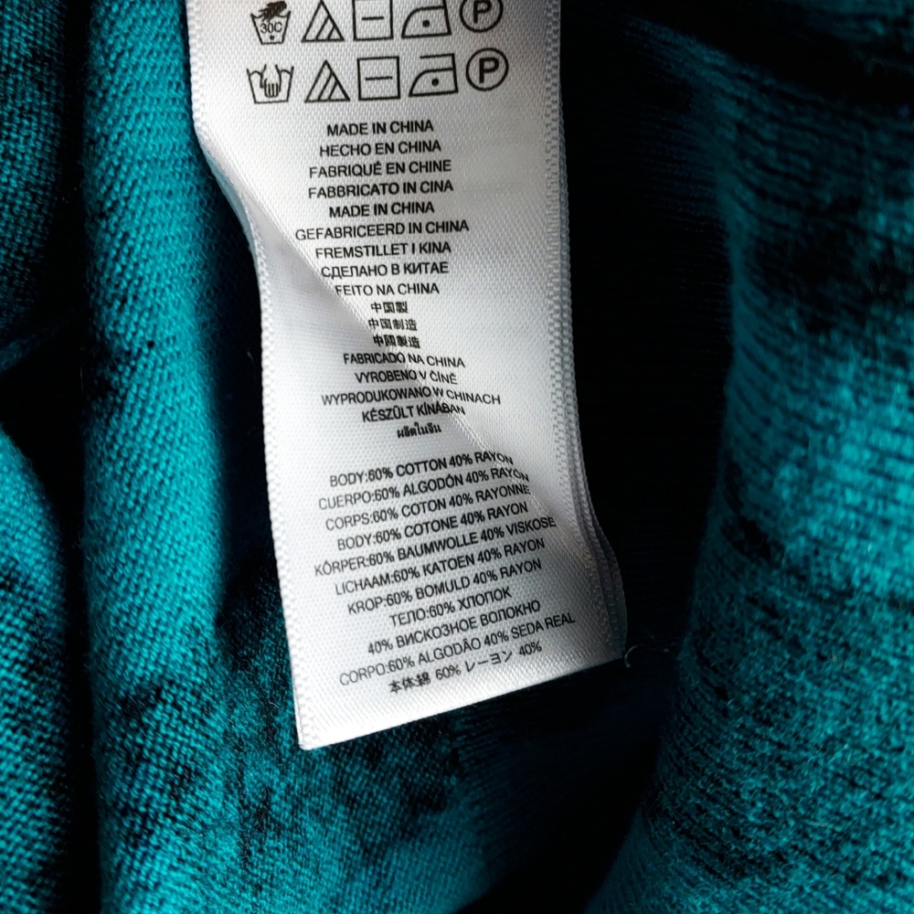 Michael Kors Womens M Blue & Black Giraffe V Neck Knit Top - Picture 7 of 7
